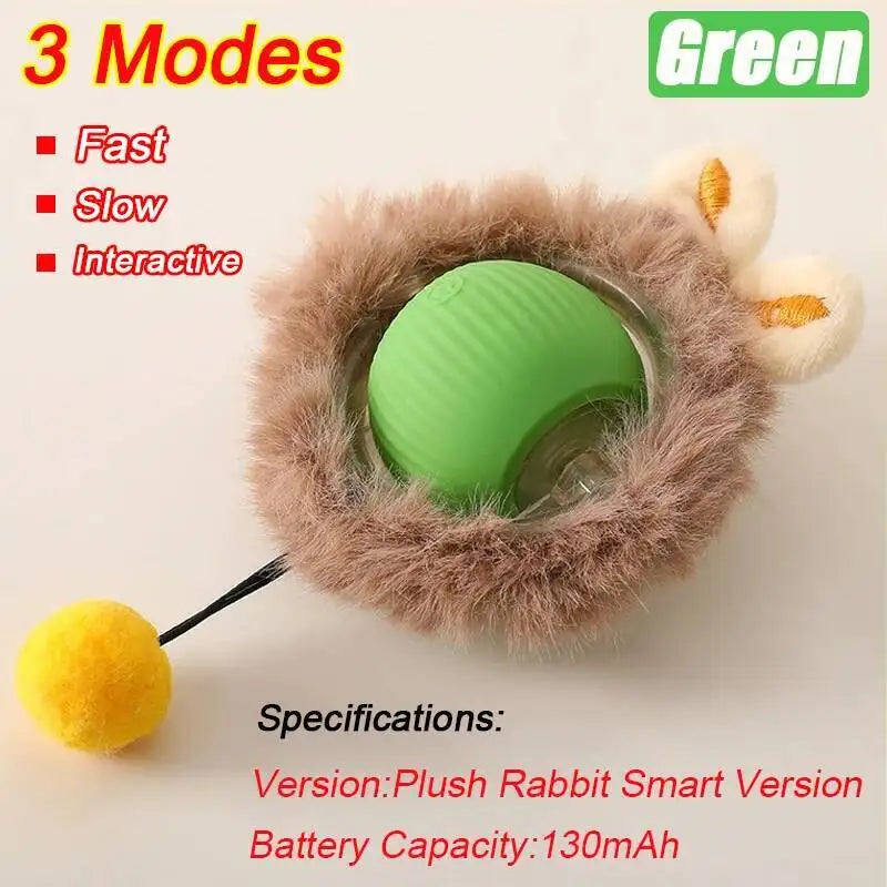 Pelota interactiva  para mascotas: pelota automática que rueda, con cola sintética, recargable e inteligente