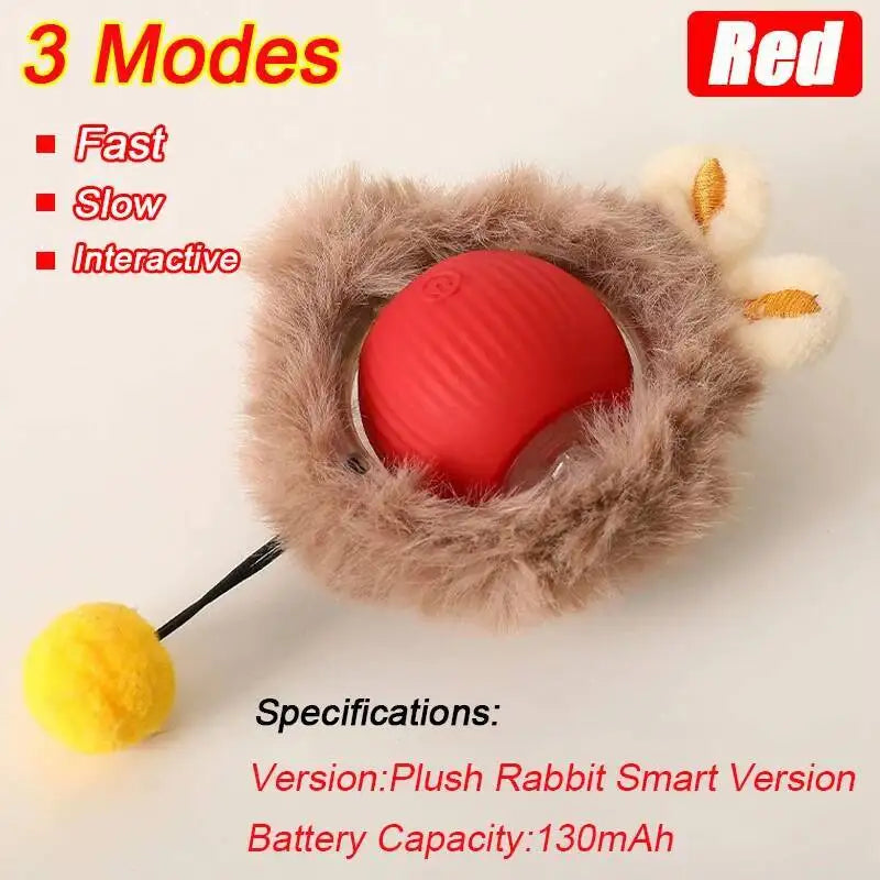 Pelota interactiva  para mascotas: pelota automática que rueda, con cola sintética, recargable e inteligente