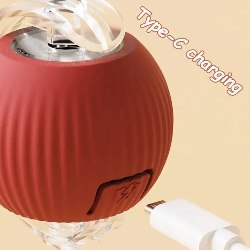 Pelota interactiva  para mascotas: pelota automática que rueda, con cola sintética, recargable e inteligente